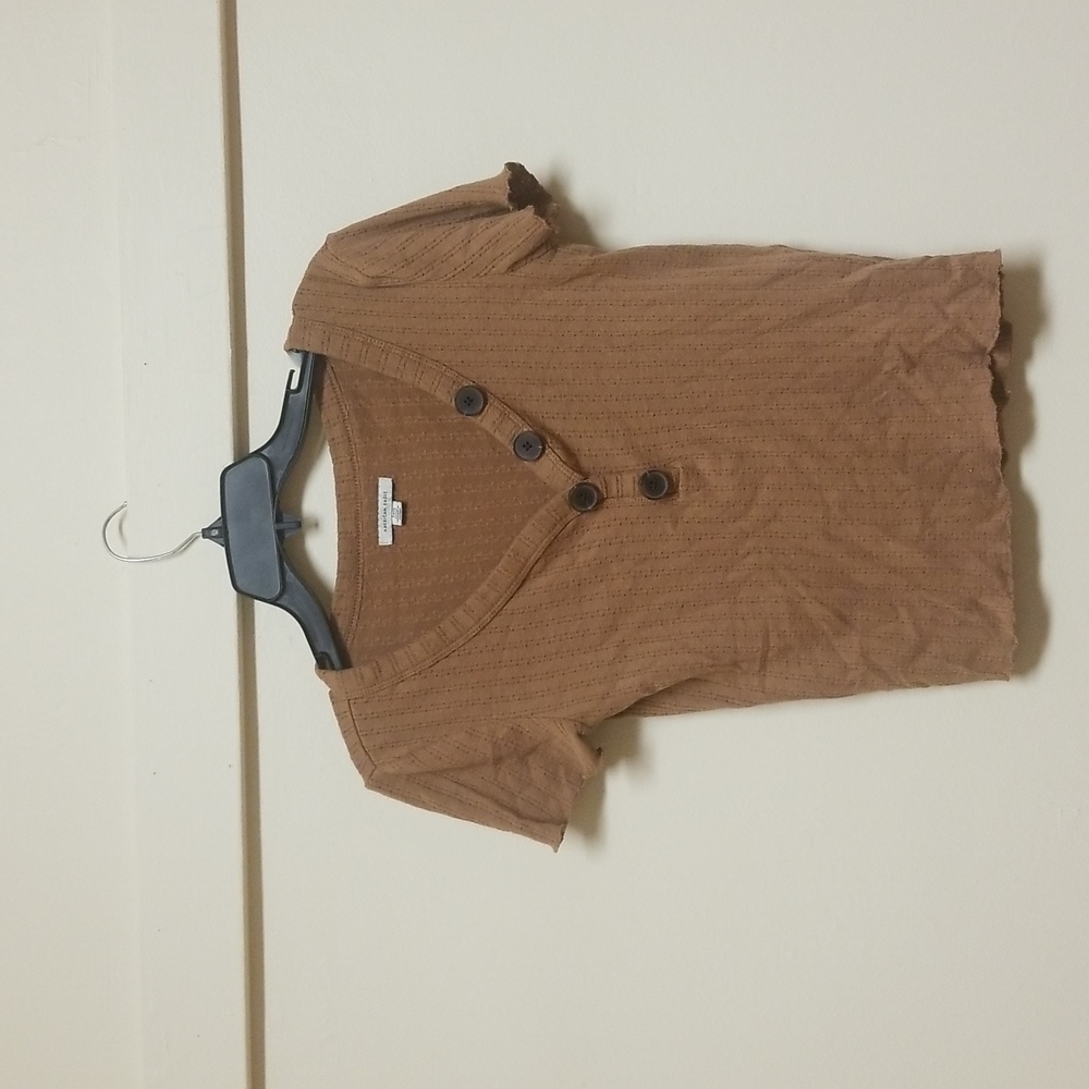Brown babydoll trim tee